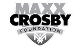 Black and gray logo with "MAXX CROSBY FOUNDATION" above a shield with a stylized "MC" inside.