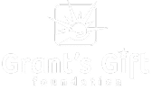 White logo for "Grant's Gift Foundation" with a sun design inside a square above the text.