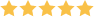 Five blurry, glowing golden stars are arranged in a horizontal row on a white background.